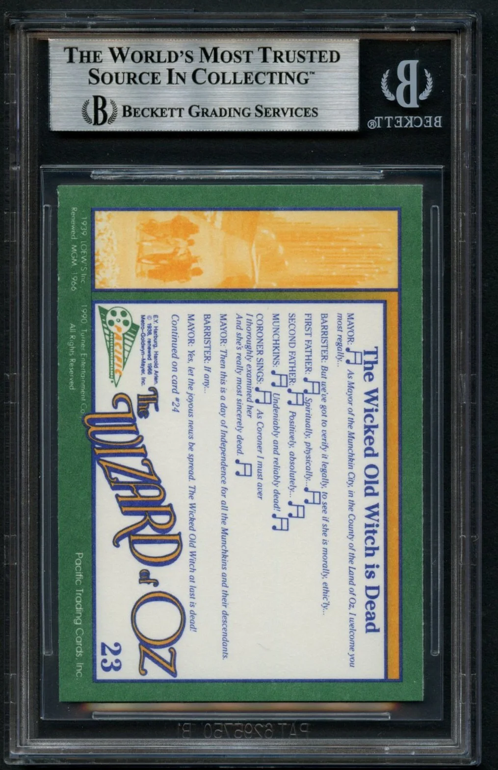 Meinhardt Raabe signed autograph Wizard of Oz Coroner Custom Cut Card BAS Slab, изображение 2
