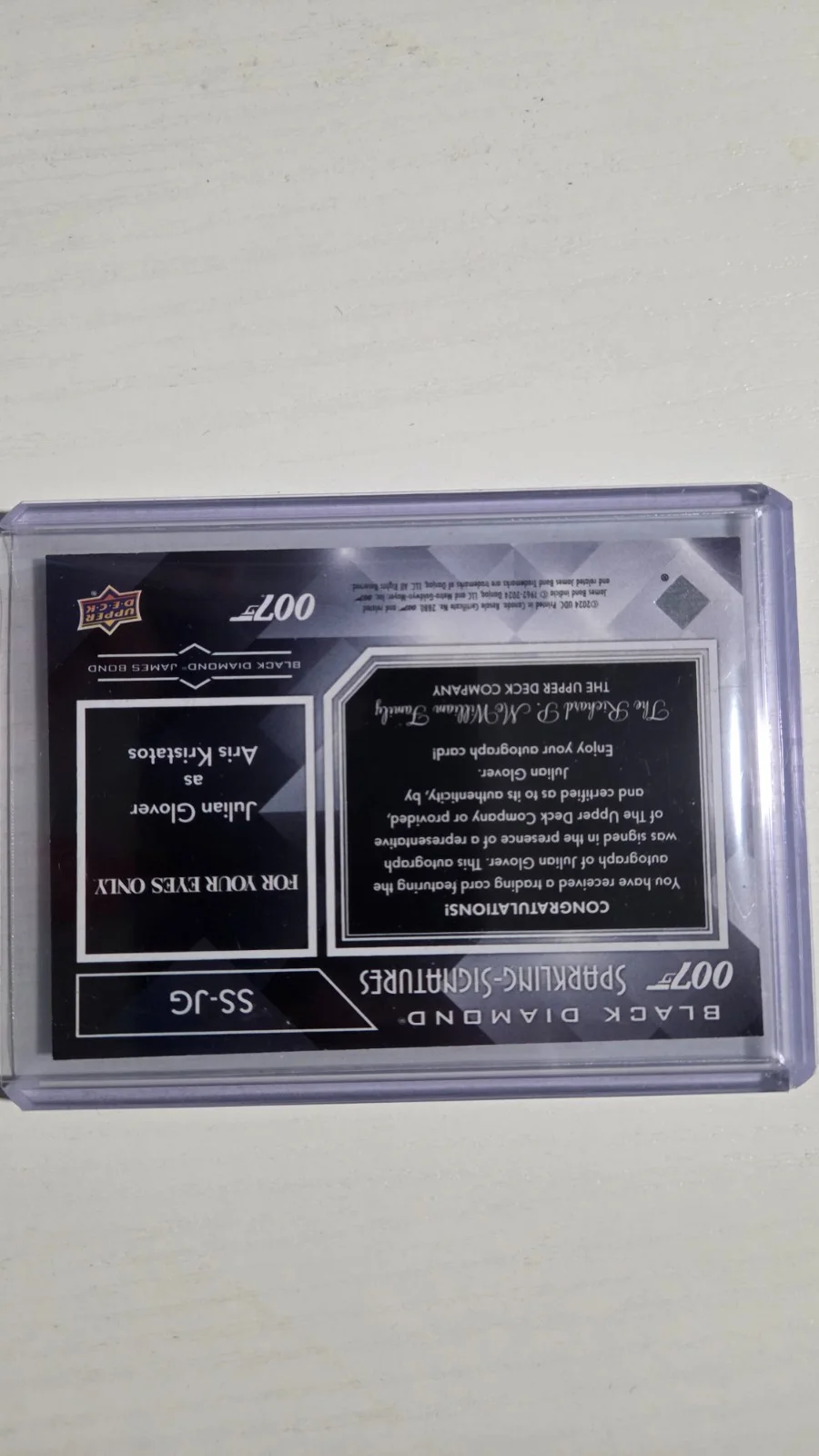 Julian Glover — Julian Glover 2024 Upper Deck Black Diamond Sparkling Signature, image 2