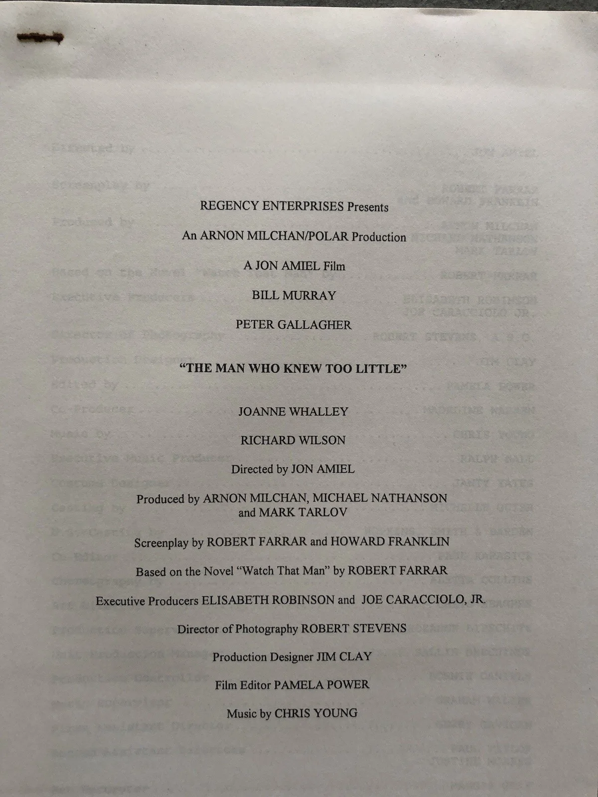 Cinema/Press Pack- The man Who Knew Too little- Bill Murray & Joanne Whaley, изображение 3