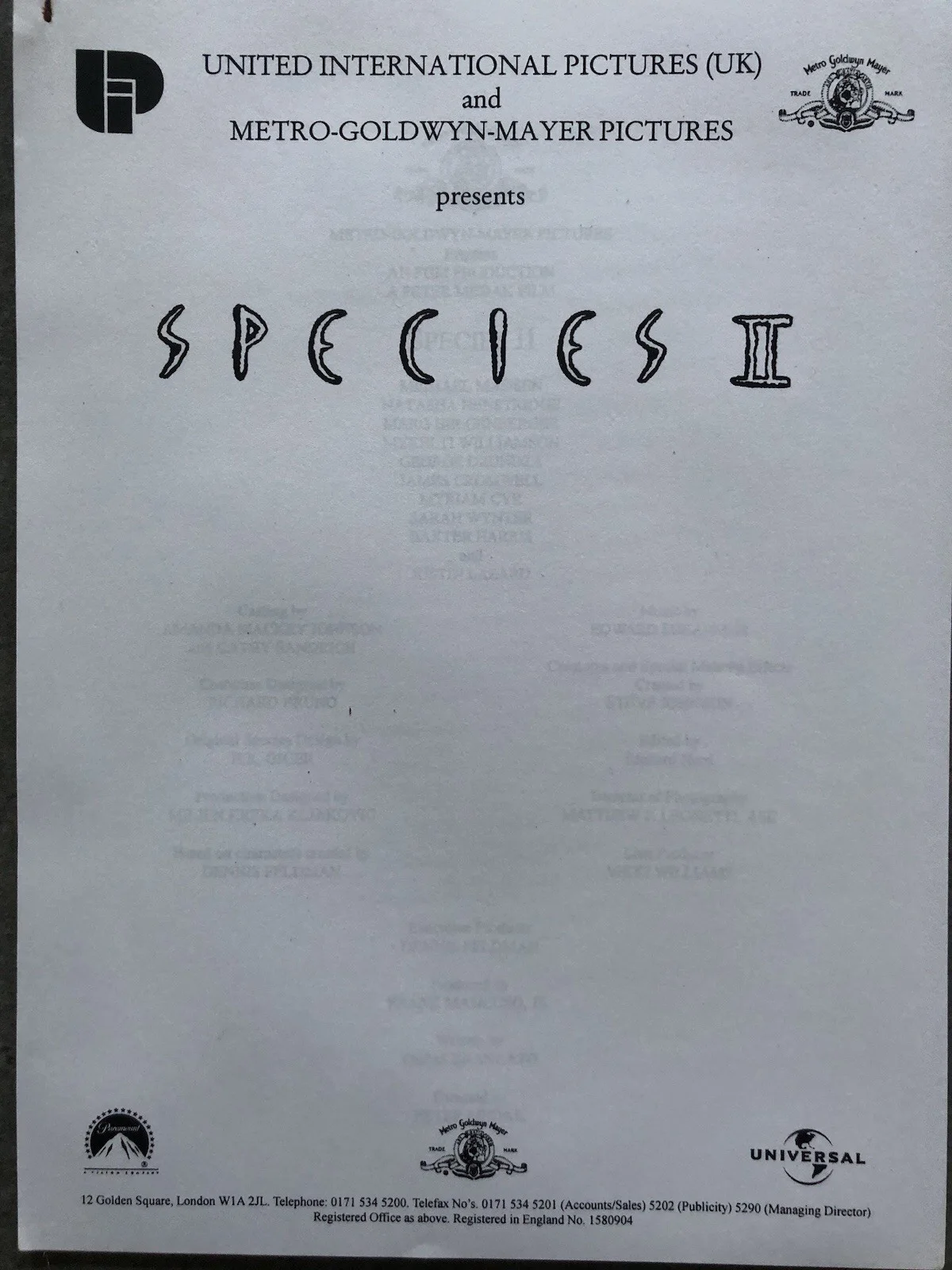 Cinema/Press Pack Species 2 - Natasha Henstridge - Movie Collectable, изображение 4