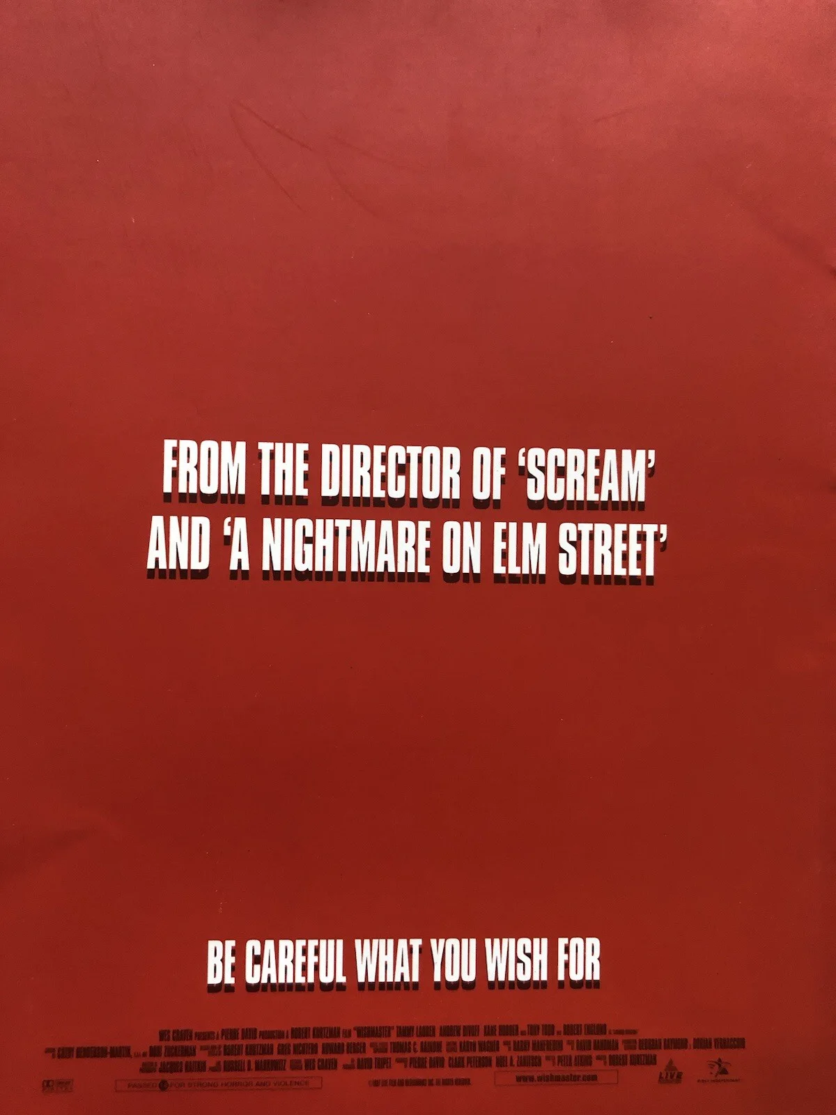 Cinema/Press Pack - Wishmaster - Wes Craven, Robert England - Move Collectable, image 2