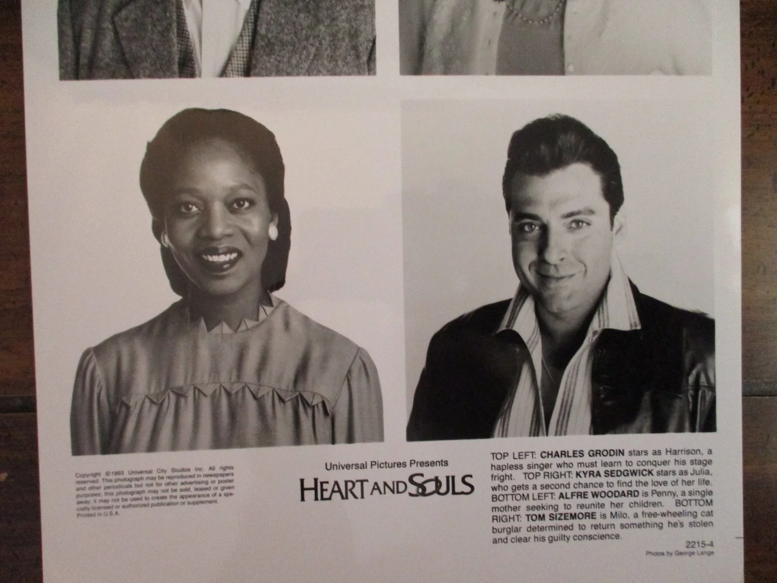Kyra Sedgwick/Alfre Woodard/Tom Sizemore(HEART AND SOULS)1993 8 x10 B & W Photo, изображение 3