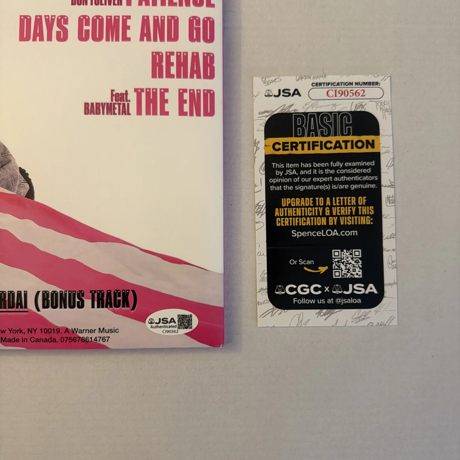 Lil Uzi Vert Signed Autographed Vinyl LP Record Pink Tape JSA Authentication COA, image 3