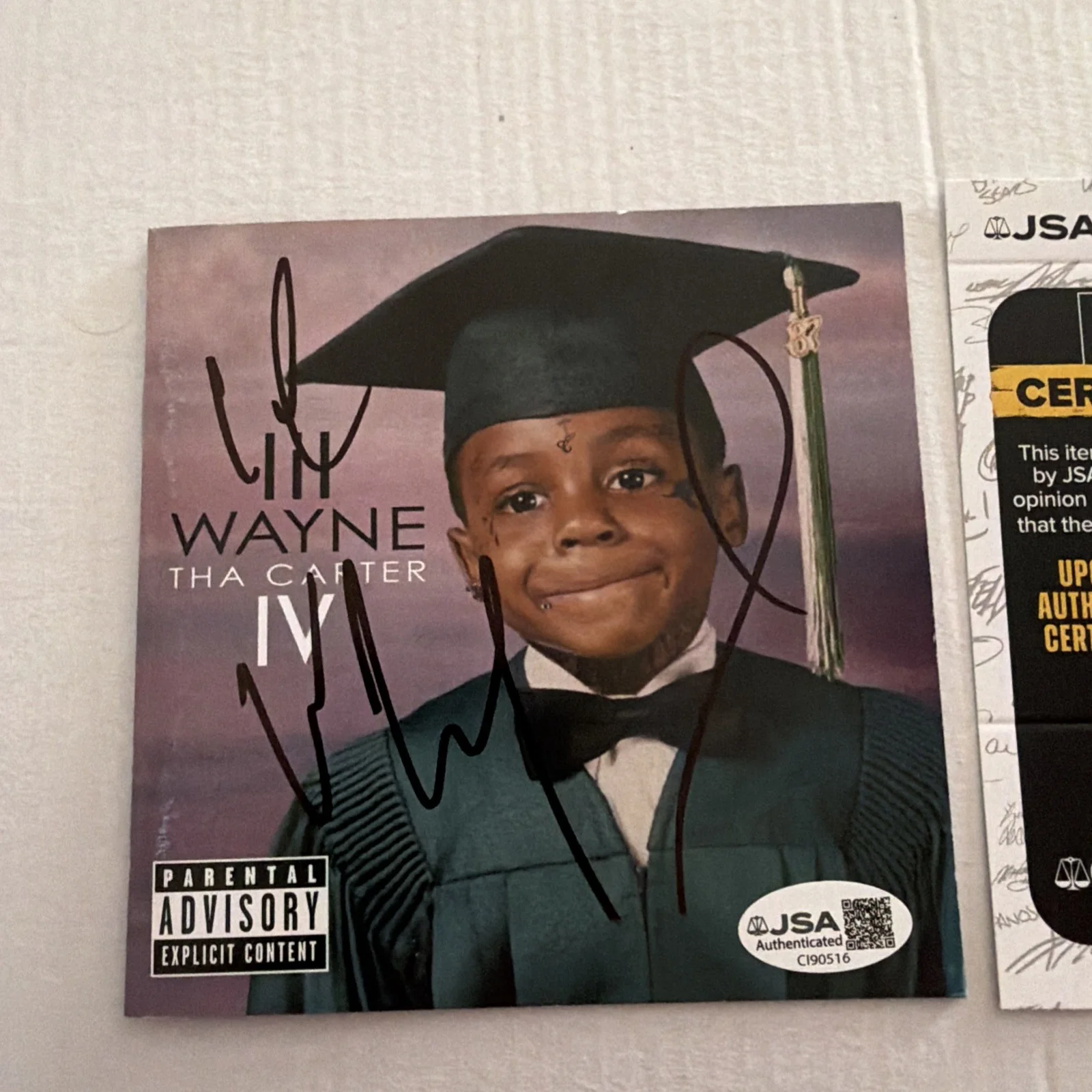 LIL WAYNE SIGNED THA CARTER IV 4 CD COVER RAPPER WEEZY JSA COA, image 2