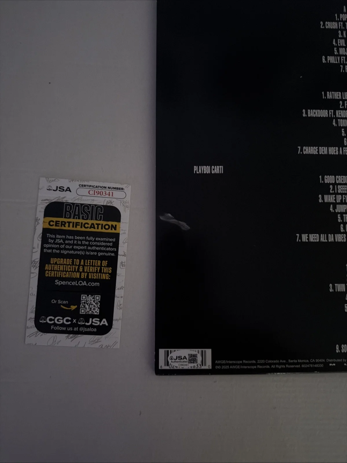 Playboi Carti Signed Autographed Vinyl LP “I AM MUSIC” JSA COA AUTH, изображение 4