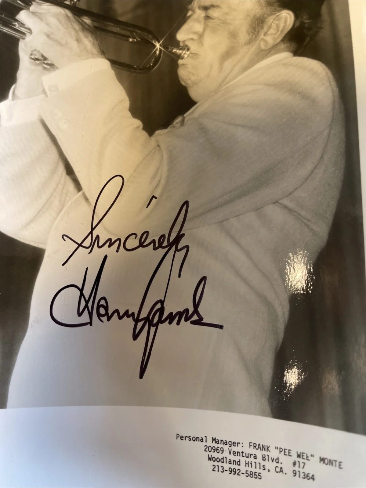 HARRY JAMES Signed 8 x 10 Photo / Autographed Trumpet Big Band Leader, изображение 2