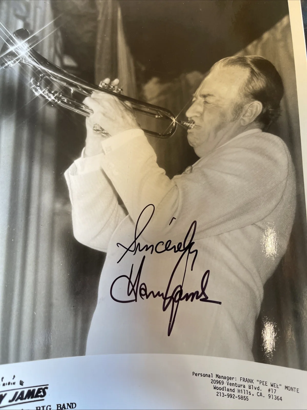 HARRY JAMES Signed 8 x 10 Photo / Autographed Trumpet Big Band Leader, изображение 3