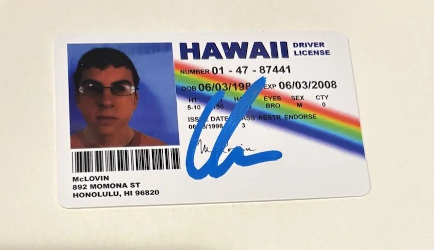 Christopher Mintz-Plasse SUPERBAD Signed Autographed McLovin Driver’s License, image 2