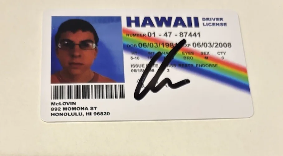 Christopher Mintz-Plasse SUPERBAD Signed Autographed McLovin Driver’s License, image 3