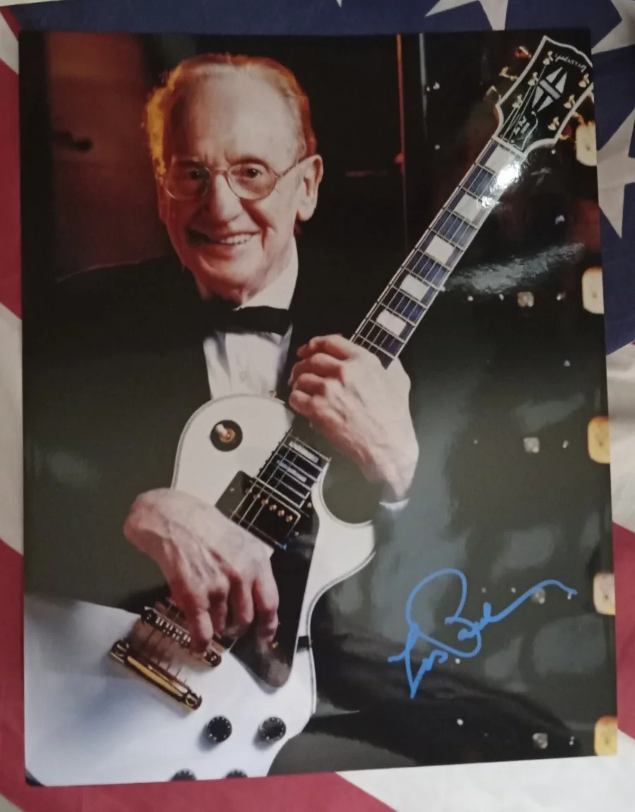 Les Paul — LES PAUL SIGNED AUTOGRAPH 11X14 PHOTO Original Guitar Inventor Iridium mary ford, image 5