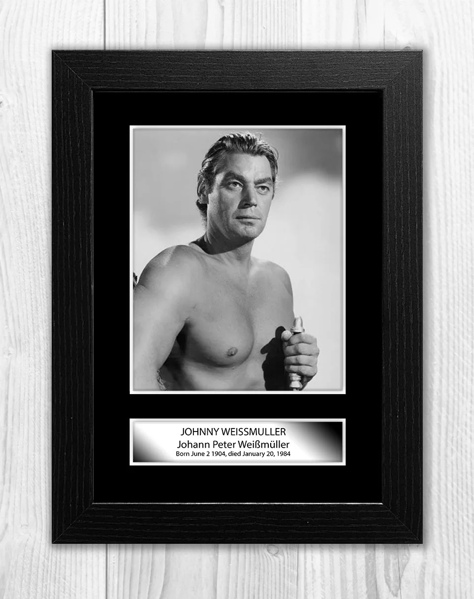 Johnny Weissmuller Tarzan A4 repro autograph poster with choice of frame, image 2