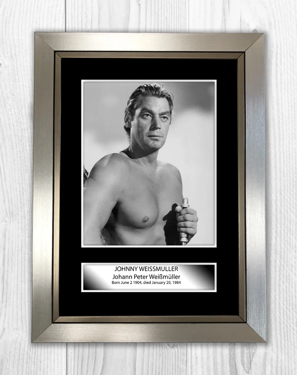 Johnny Weissmuller Tarzan A4 repro autograph poster with choice of frame, image 3