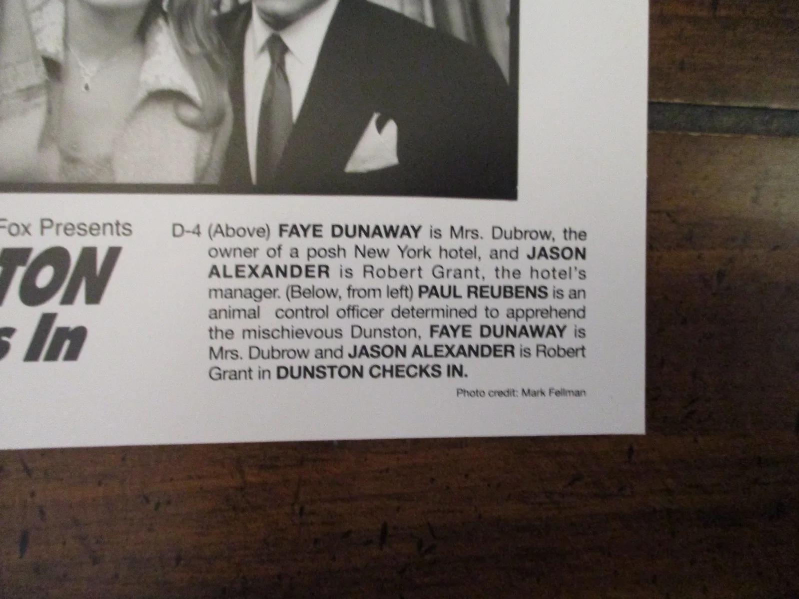 Jason Alexander/Paul Reubens/Faye Dunaway(DUNSTON CHECKS IN)1996 8 x 10 BW Photo, изображение 2
