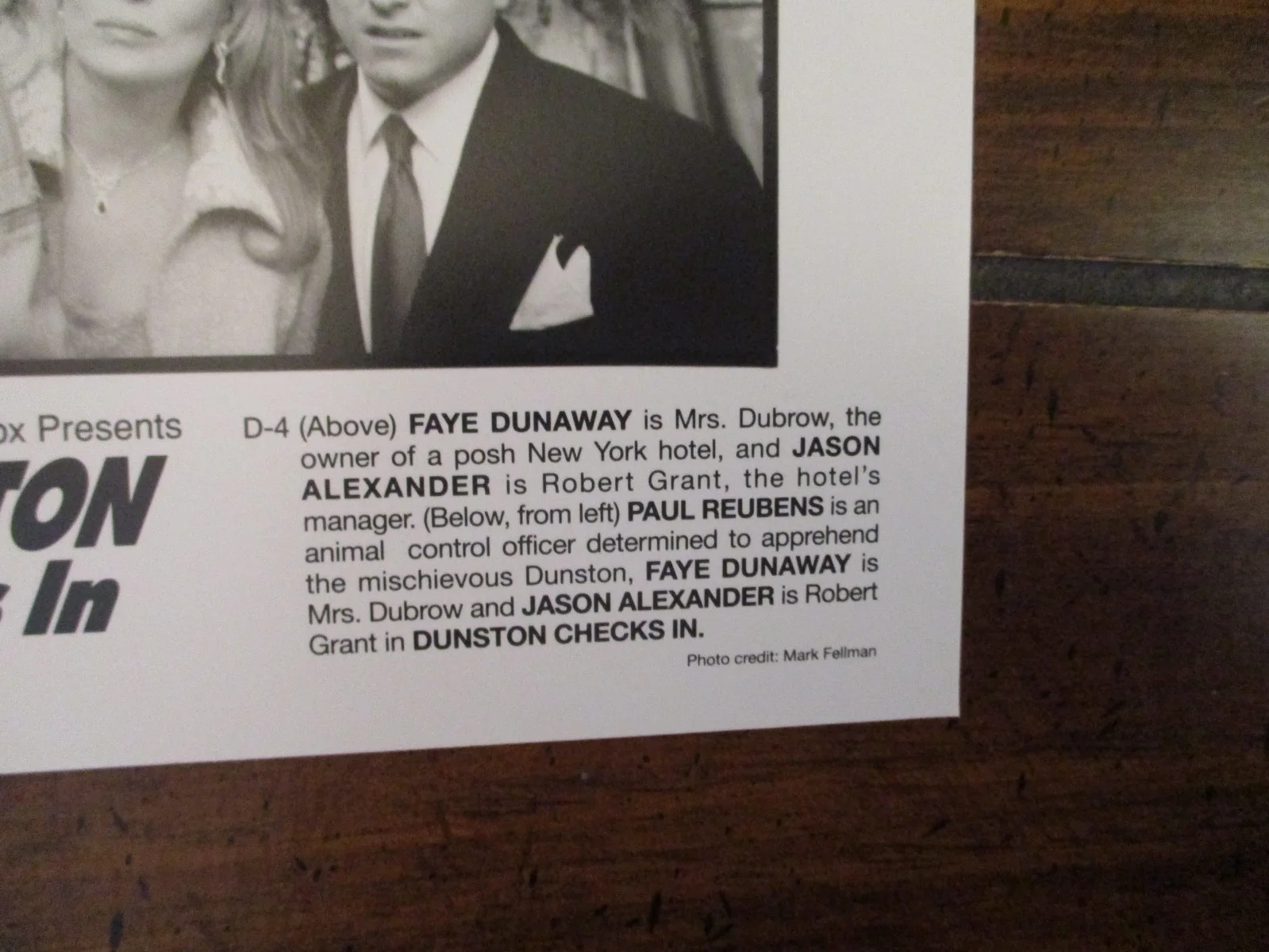 Paul Reubens/Faye Dunaway/Jason Alexander(DUNSTON CHECKS IN)1996 8 x 10 BW Photo, изображение 2
