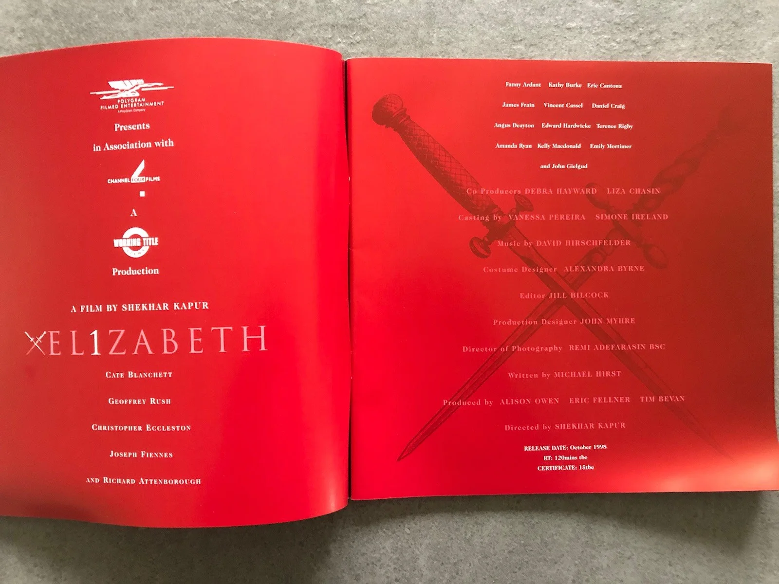 Cinema/Press Pack - Elizabeth - Cate Blanched & Joseph Fiends Movie Collectable, image 2