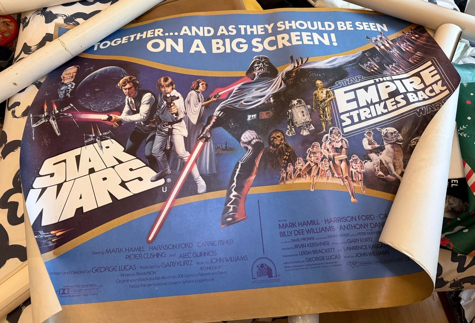STAR WARS /EMPIRE STRIKES BACK 1980 ORIGINAL UK QUAD POSTER 30 X 40 '' ROLLED VG, изображение 2
