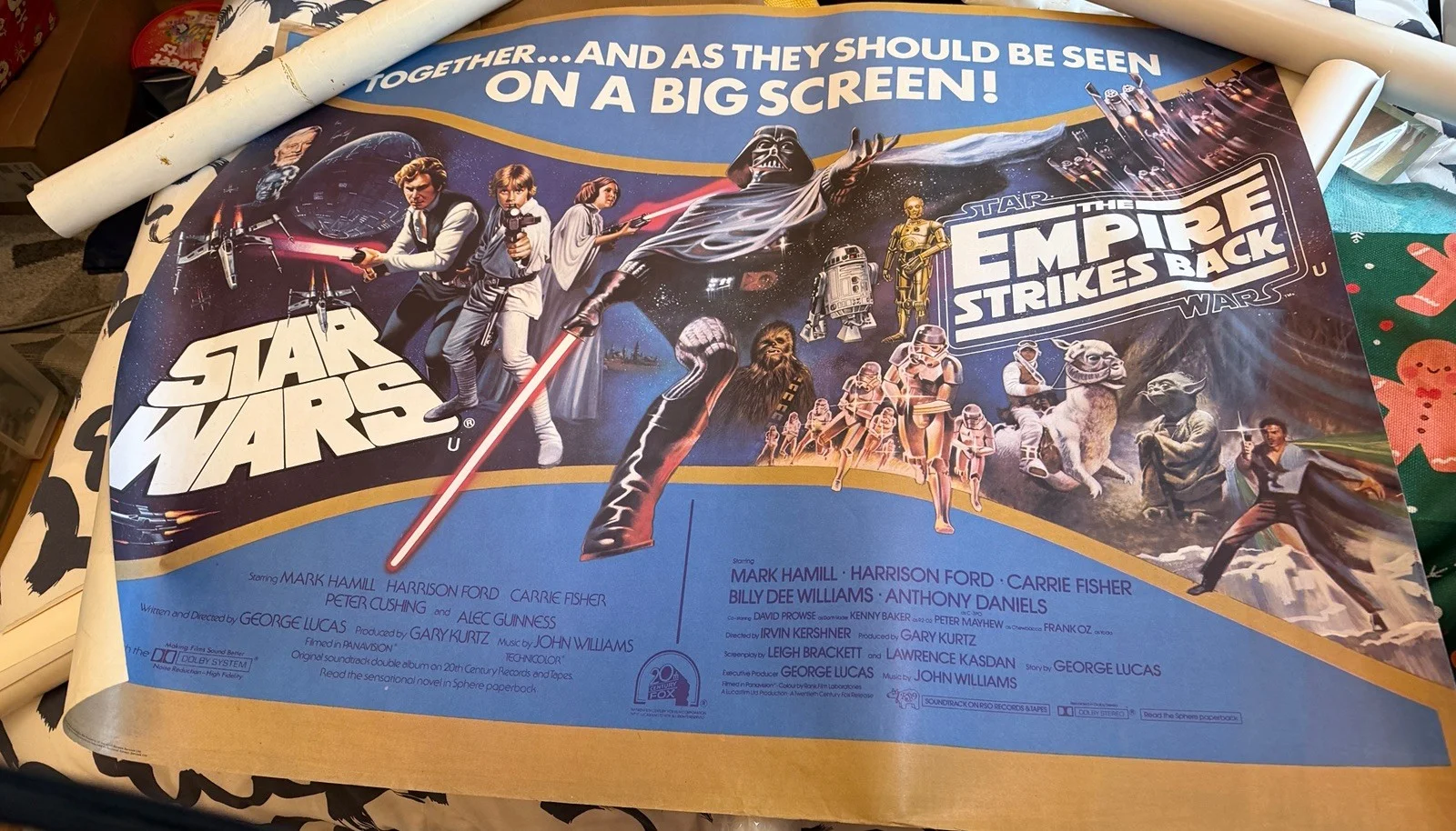 STAR WARS /EMPIRE STRIKES BACK 1980 ORIGINAL UK QUAD POSTER 30 X 40 '' ROLLED VG, изображение 3