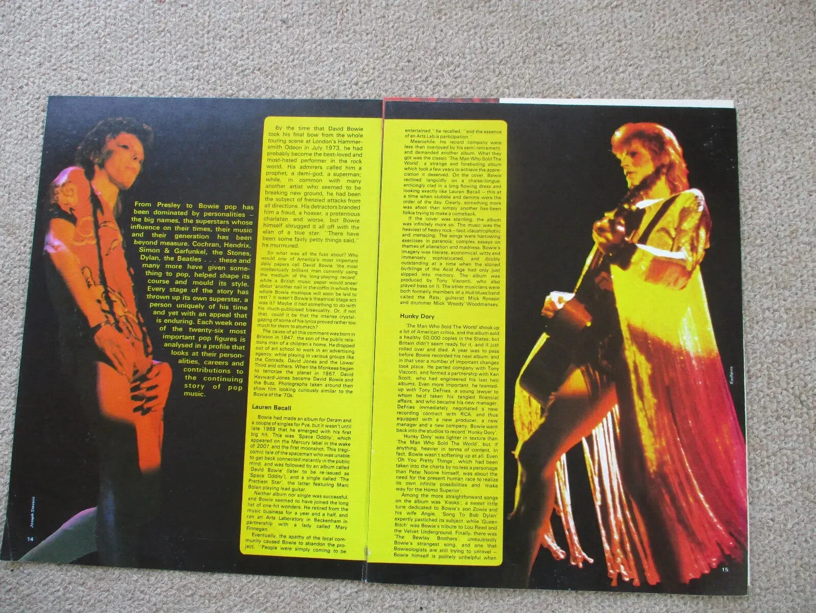 The disturbing David Bowie - 5 page magazine article with colour and B/W pics, изображение 2