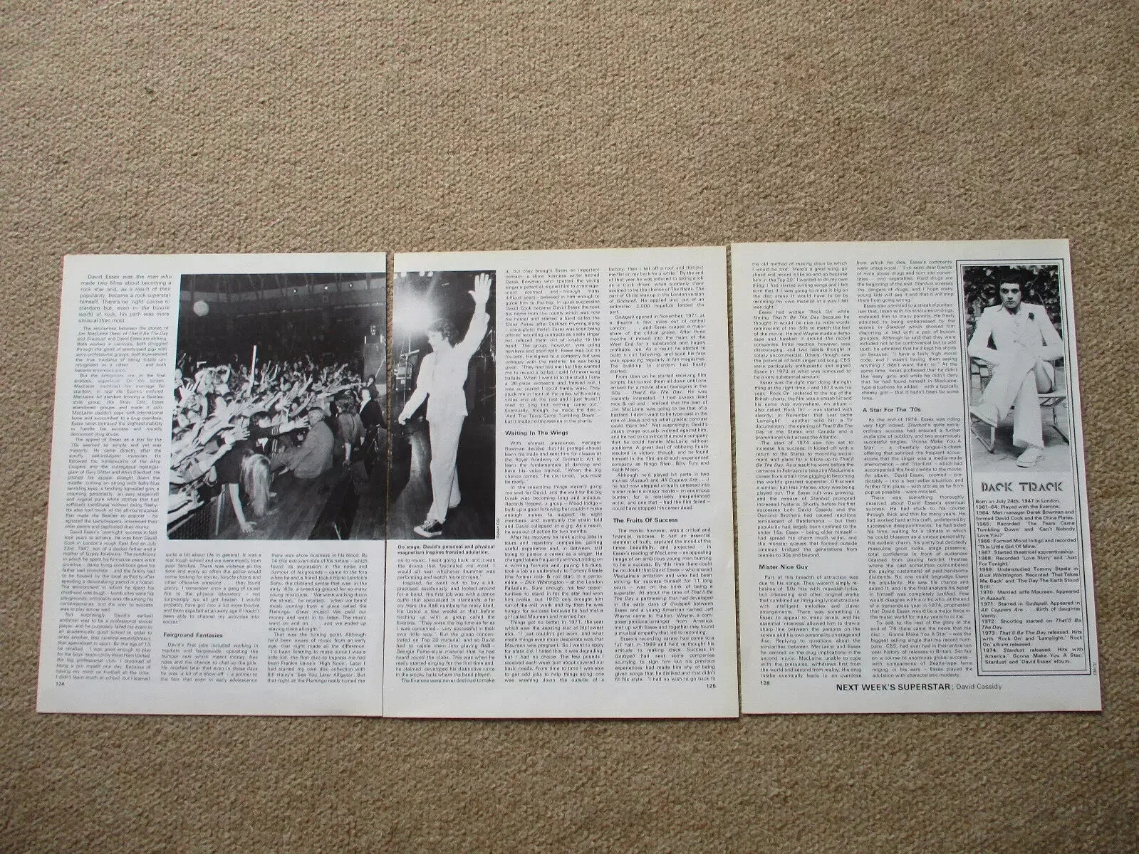 David Essex - 4 page magazine article with colour and B/W pics, изображение 2