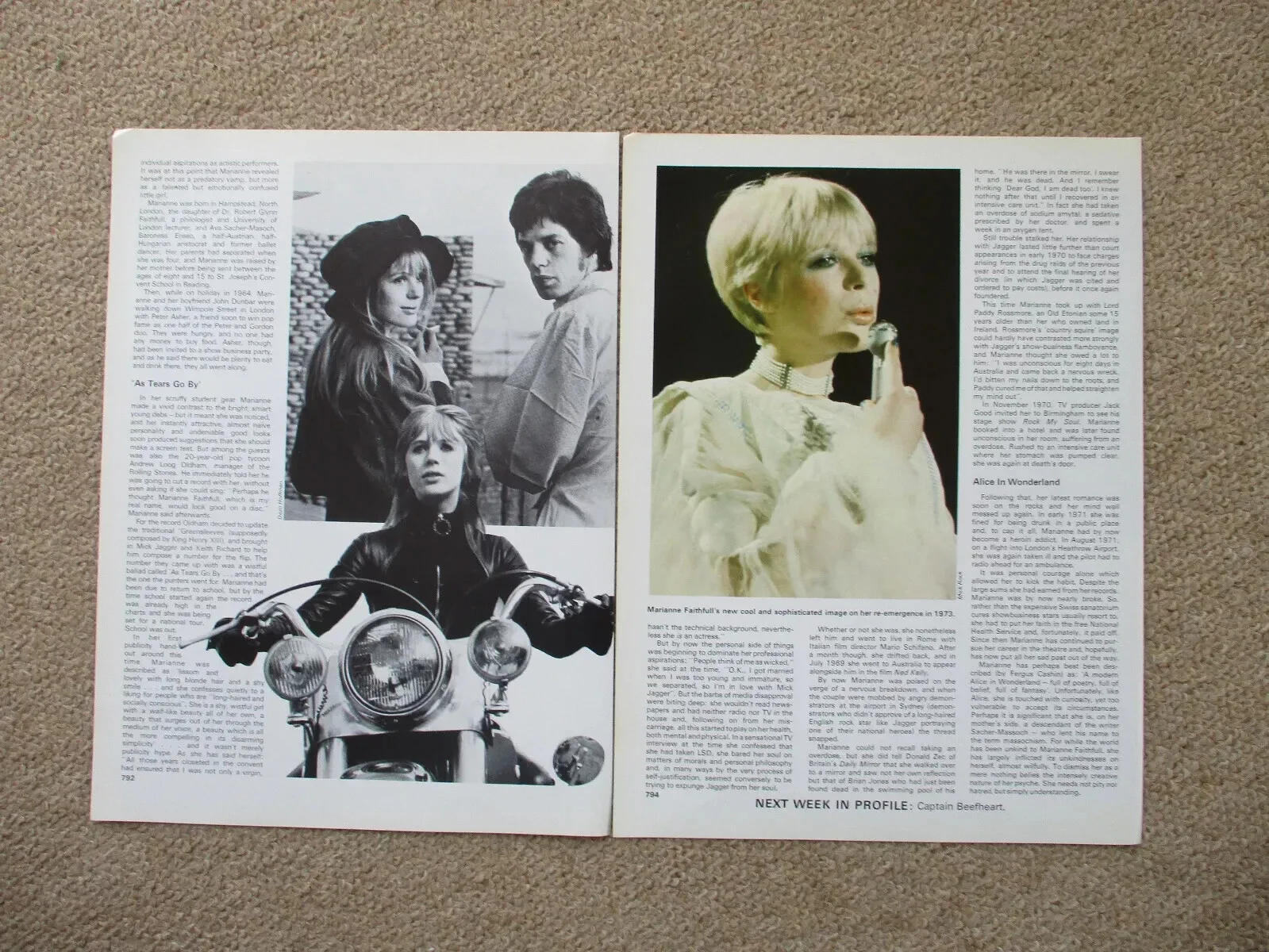 Marianne Faithfull - 4 page magazine article with colour and B/W pics, изображение 2