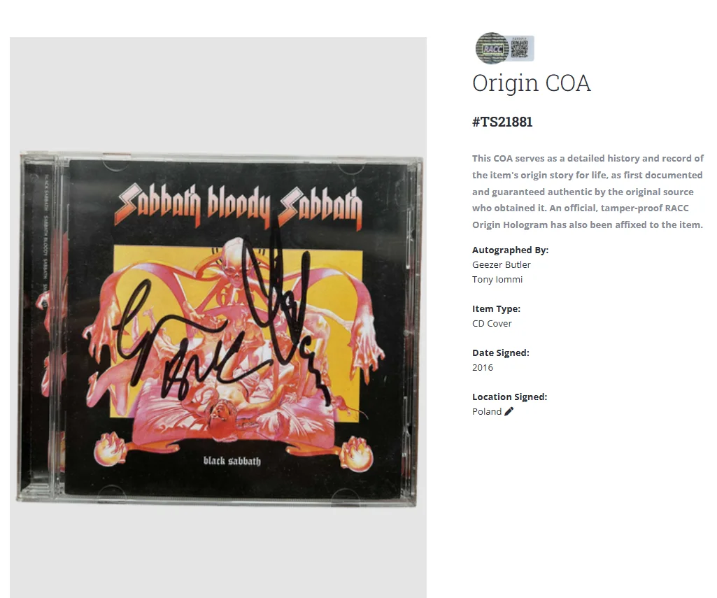 Black Sabbath Sabbath Bloody Sabbath Tony Iommi Signed Album Record CD w/COA, изображение 2