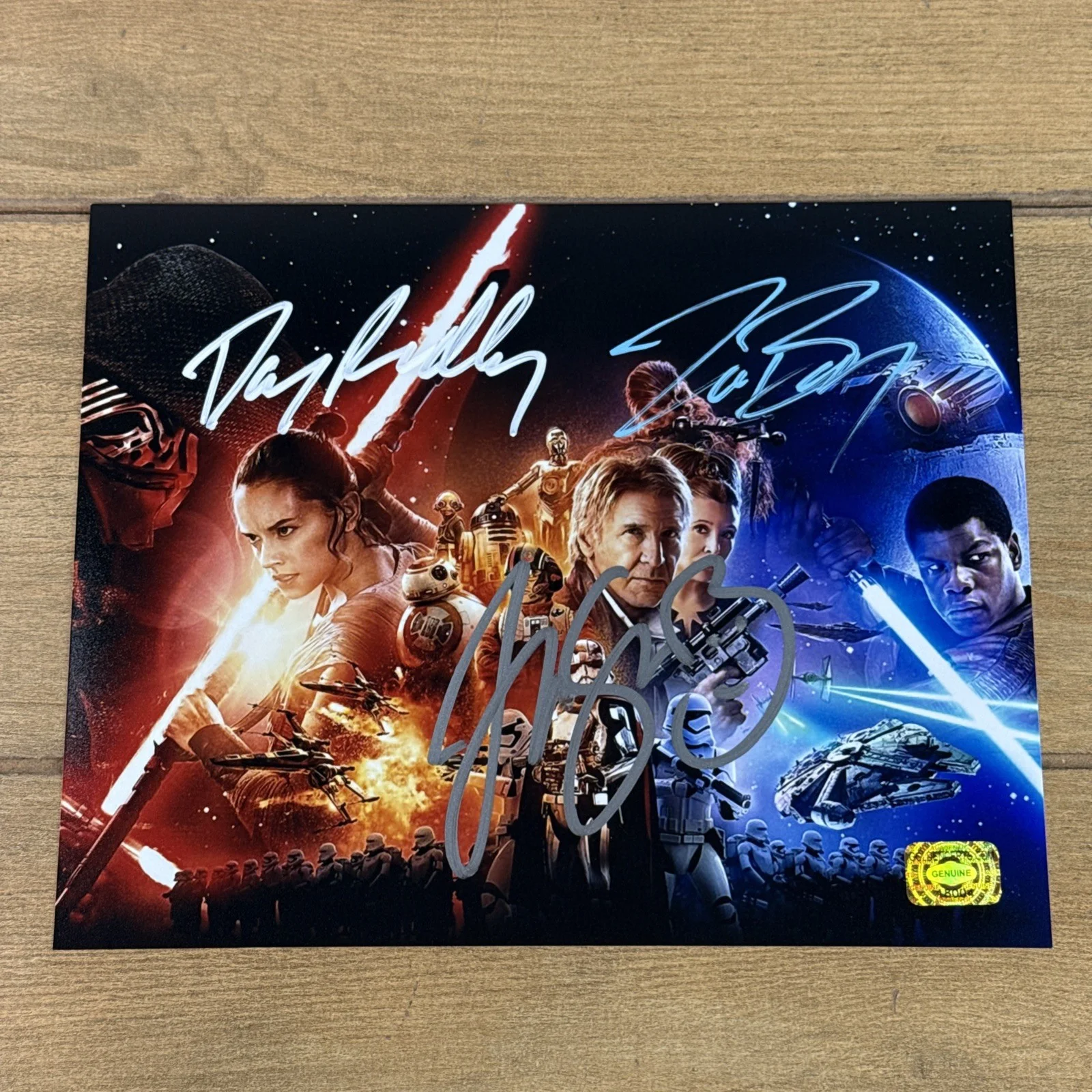 Daisy Ridley, John Boyega & Joonas Suotamo — Ridley, Boyega & Suotamo Star Wars The Force Awakens Signed Photo 8x10 w/COA