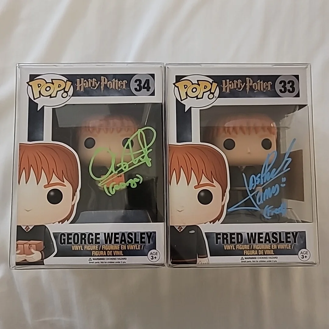 Harry Potter Weasley Twins Signed Funko Pops # 33,34. Hand Signed At..., image 2