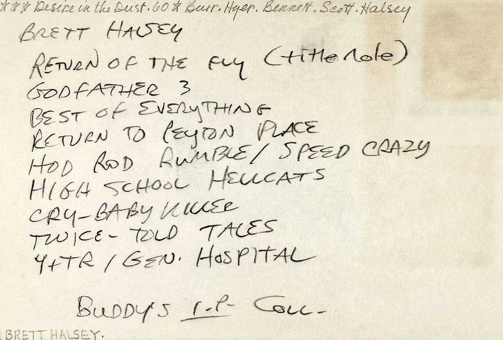 Brett Halsey — BRETT HALSEY Signed Autograph 4x6 INDEX CARD Return of the Fly THE GODFATHER III, изображение 3
