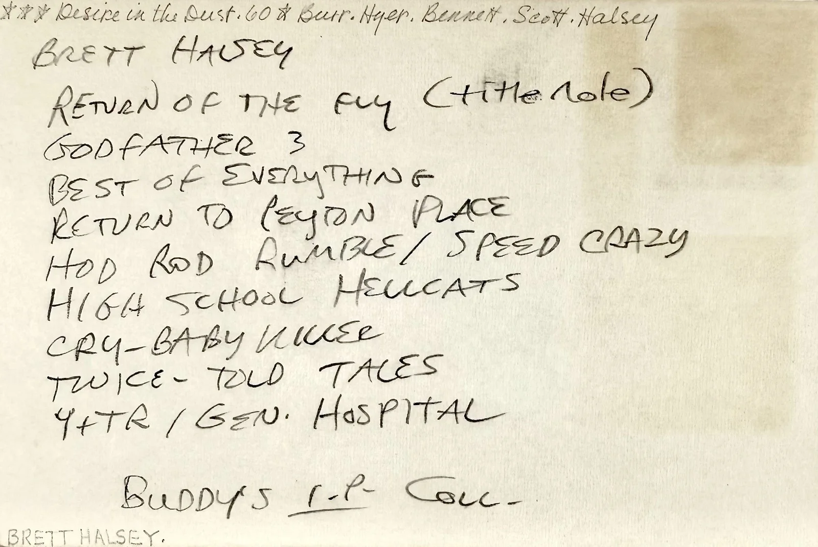 Brett Halsey — BRETT HALSEY Signed Autograph 4x6 INDEX CARD Return of the Fly THE GODFATHER III, изображение 5