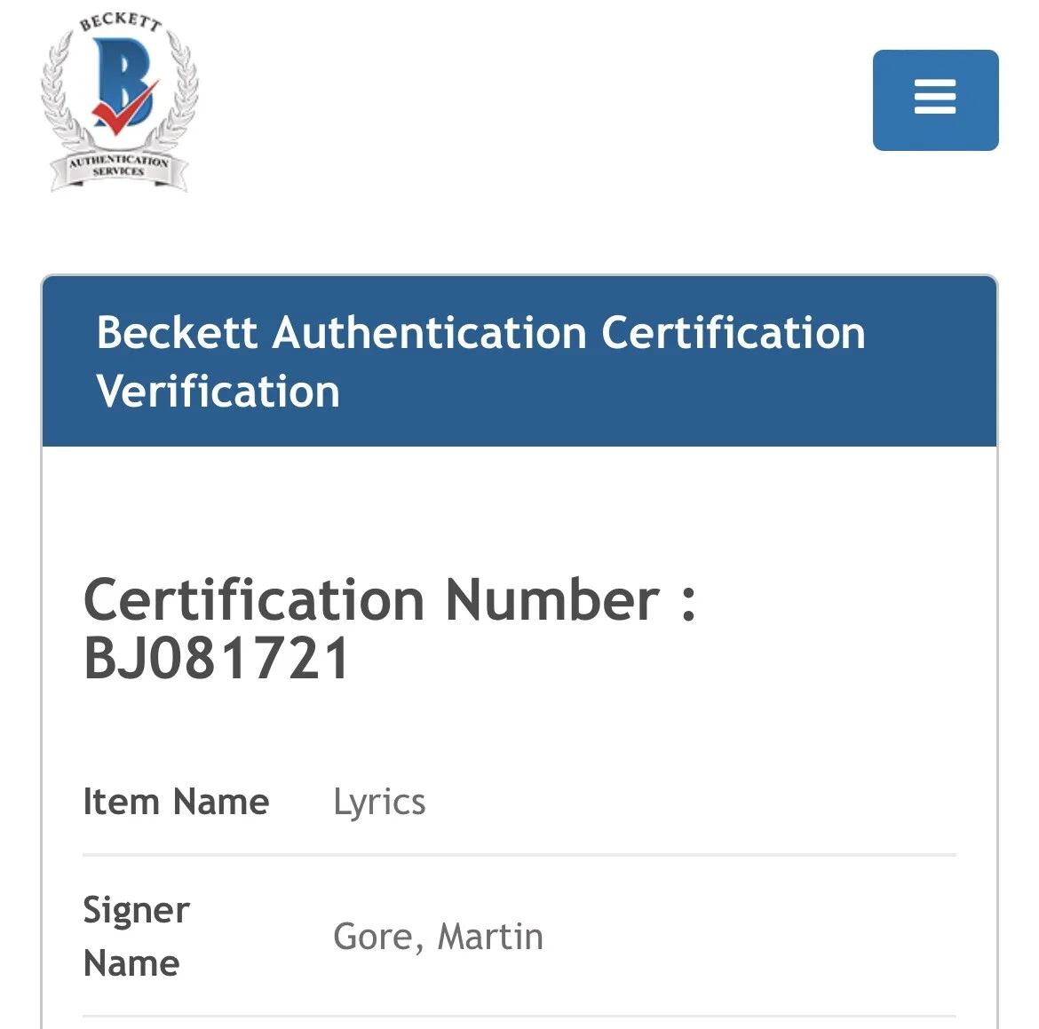 MARTIN GORE DEPECHE MODE SIGNED AUTOGRAPH PERSONAL JESUS LYRIC BECKETT BJ081721, изображение 4