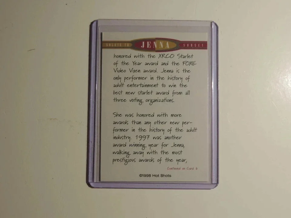 Jenna jameson Autographed Trading Card. Salute to Jenna Card No 1. Hand Signed, изображение 2