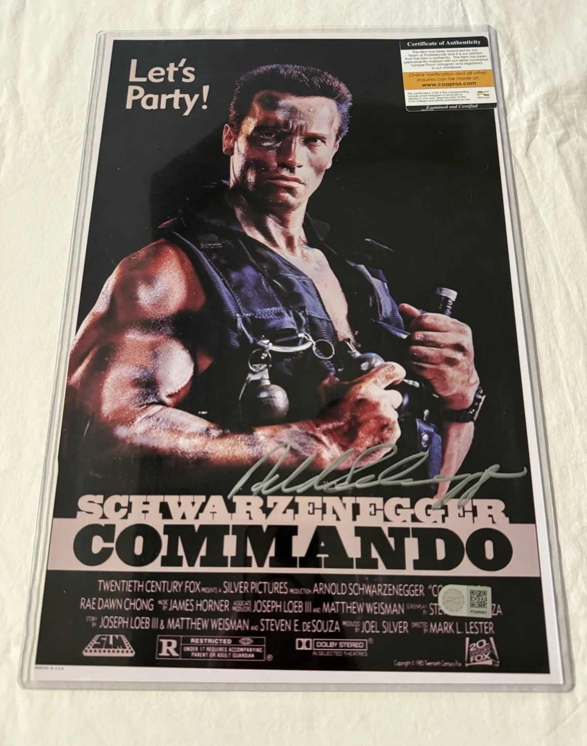 Arnold Alois Schwarzenegger The Austrian Oak — Arnold Alois Schwarzenegger ‘Commando’ Signed Autographed 17x11 Photo PCA COA, image 4