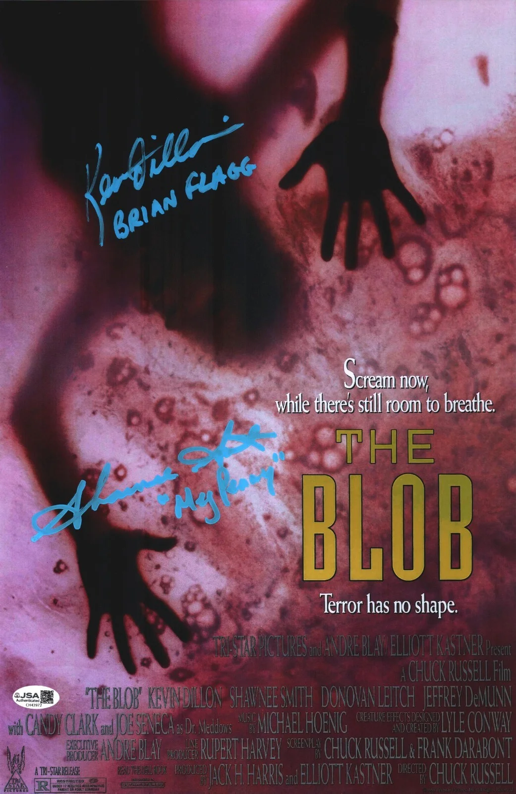 Shawnee Smith and Kevin Dillon — Kevin Dillon & Shawnee Smith Signed 11x17 The Blob Autograph Photo JSA COA