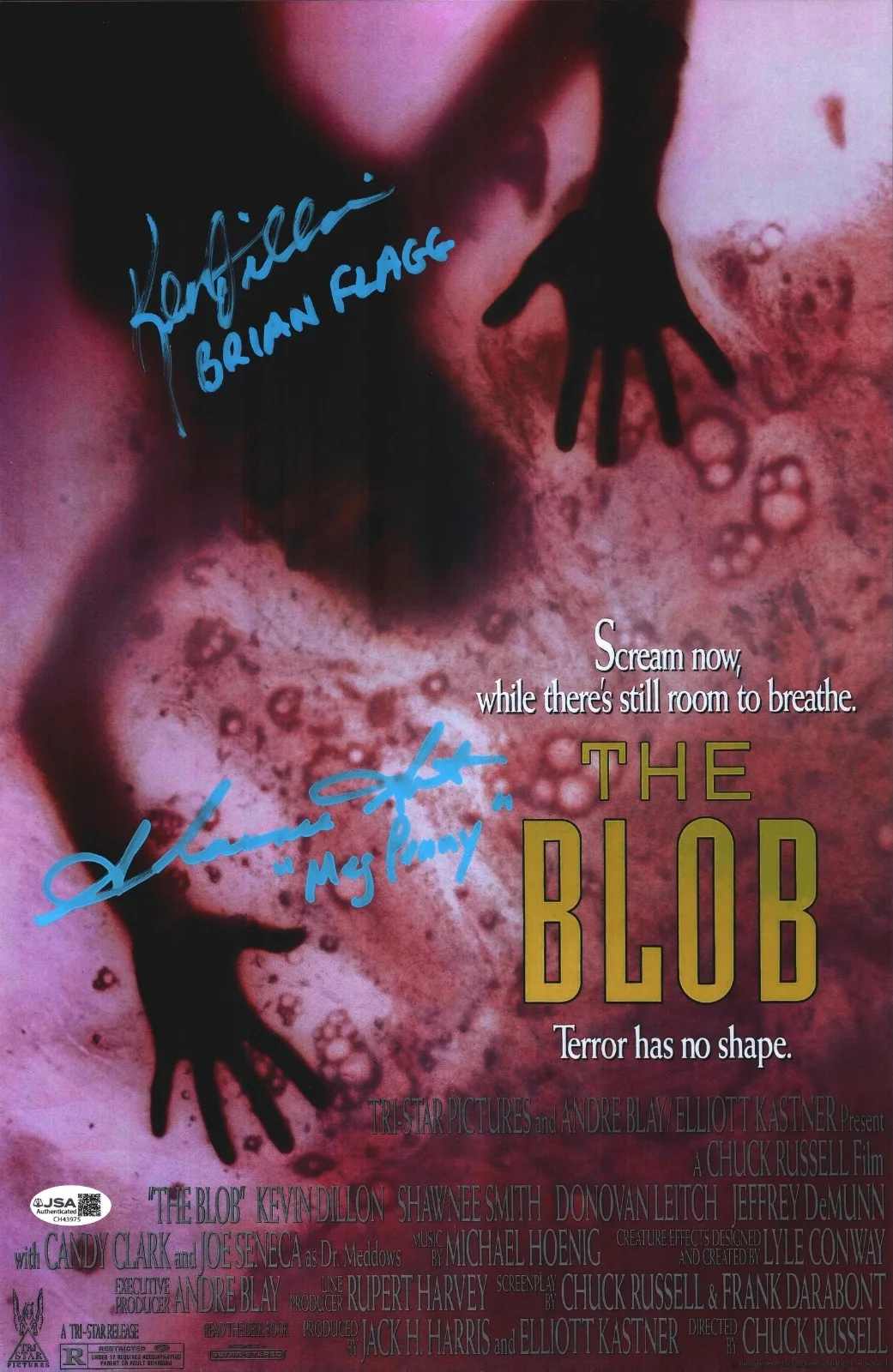 Shawnee Smith and Kevin Dillon — Kevin Dillon & Shawnee Smith Signed 11x17 The Blob Autograph Photo JSA COA
