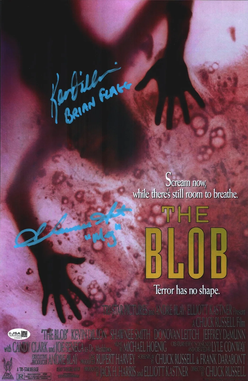 Shawnee Smith and Kevin Dillon — Kevin Dillon & Shawnee Smith Signed 11x17 The Blob Autograph Photo JSA COA