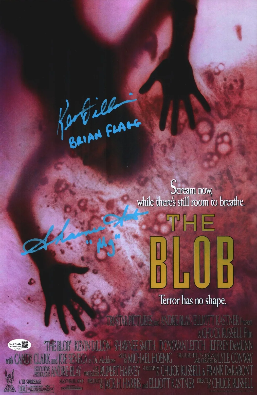 Shawnee Smith and Kevin Dillon — Kevin Dillon & Shawnee Smith Signed 11x17 The Blob Autograph Photo JSA COA