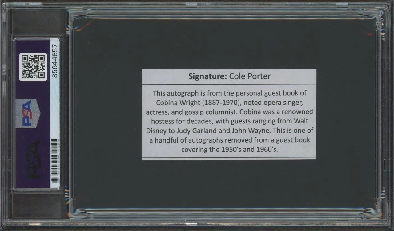 COLE PORTER (1891-1964) autograph cut | Composer/Songwriter - signed PSA/DNA, изображение 2