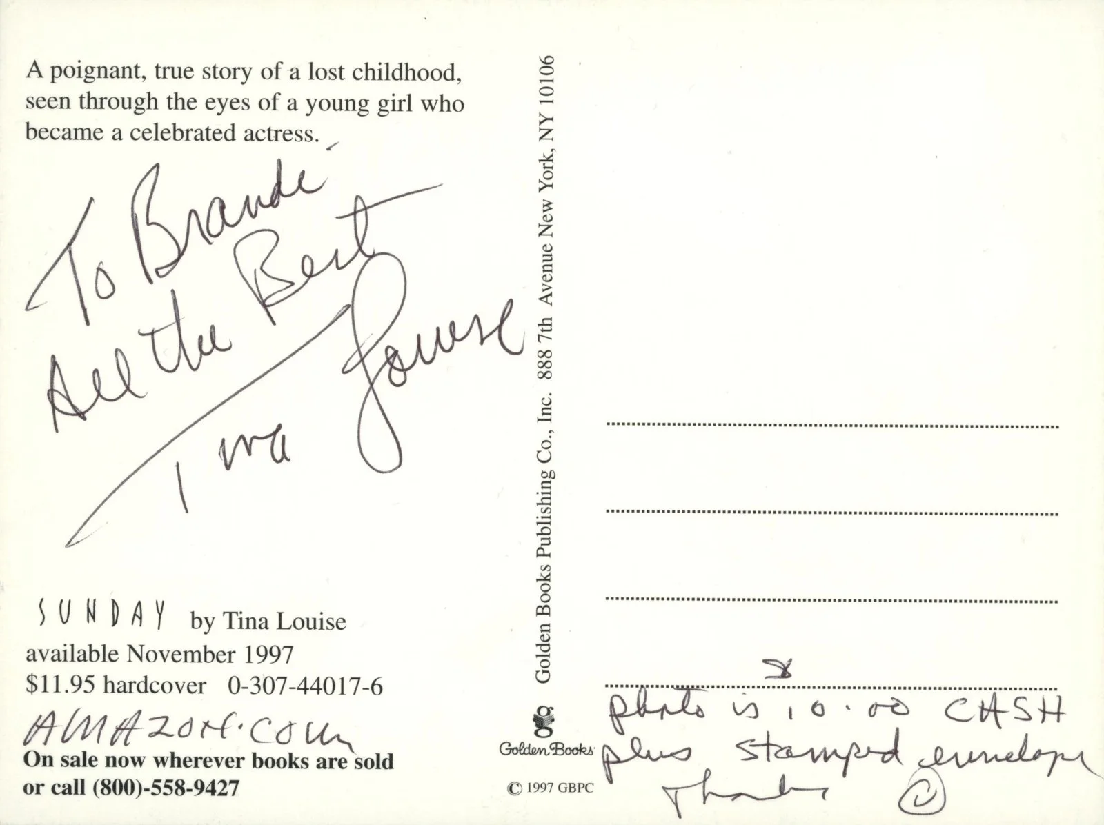 Tina Louise Autographed Book Promotion - Gilligan's Island, изображение 2