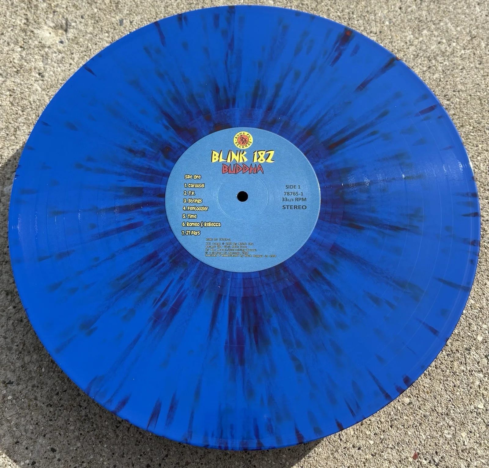 BLINK 182 Mark Hoppus SIGNED Blue Vinyl JSA COA Buddha, image 4