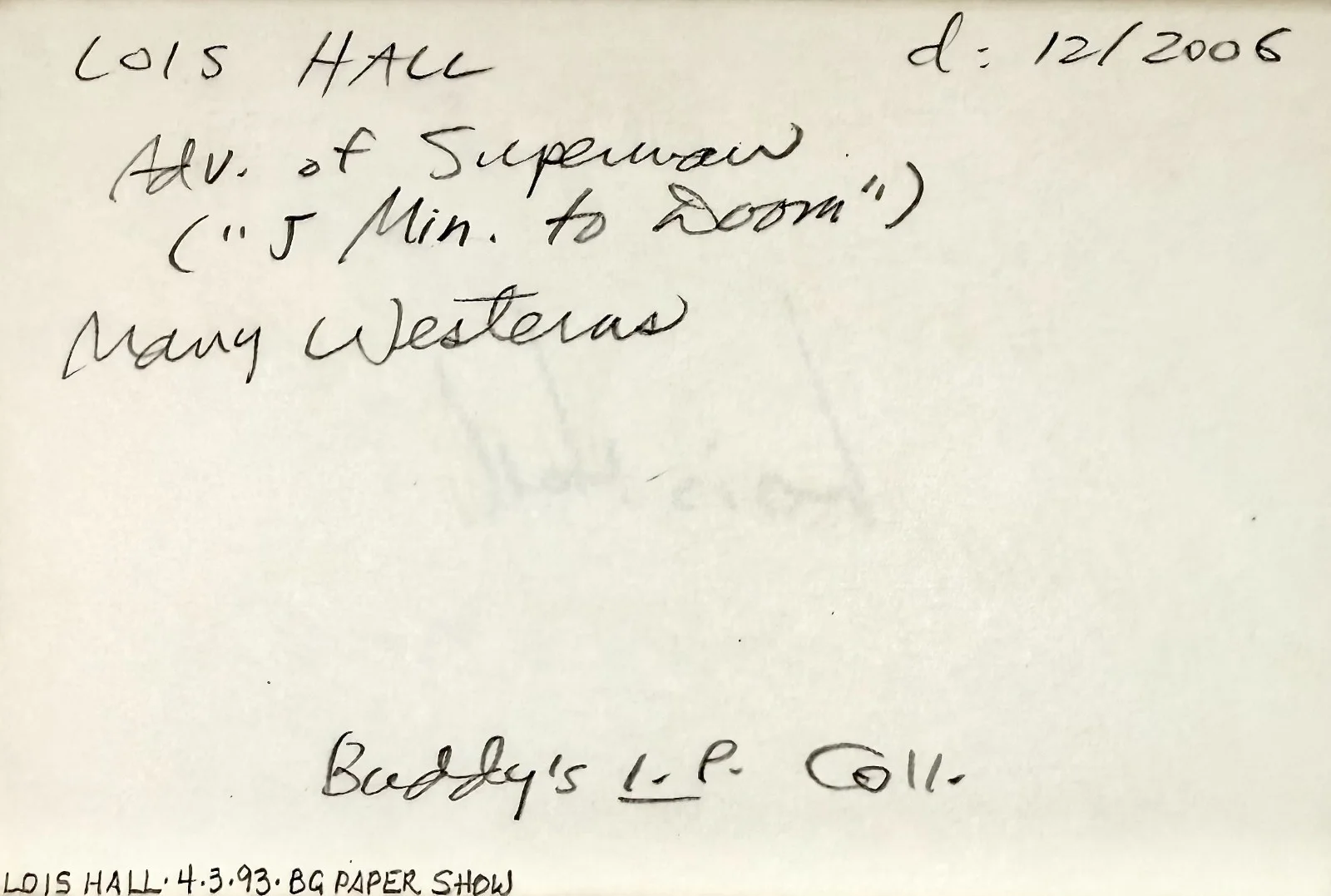 Lois Hall — LOIS HALL Signed Autographed 4"x 6" INDEX CARD Daughter of the Jungle DEAD AGAIN, изображение 3