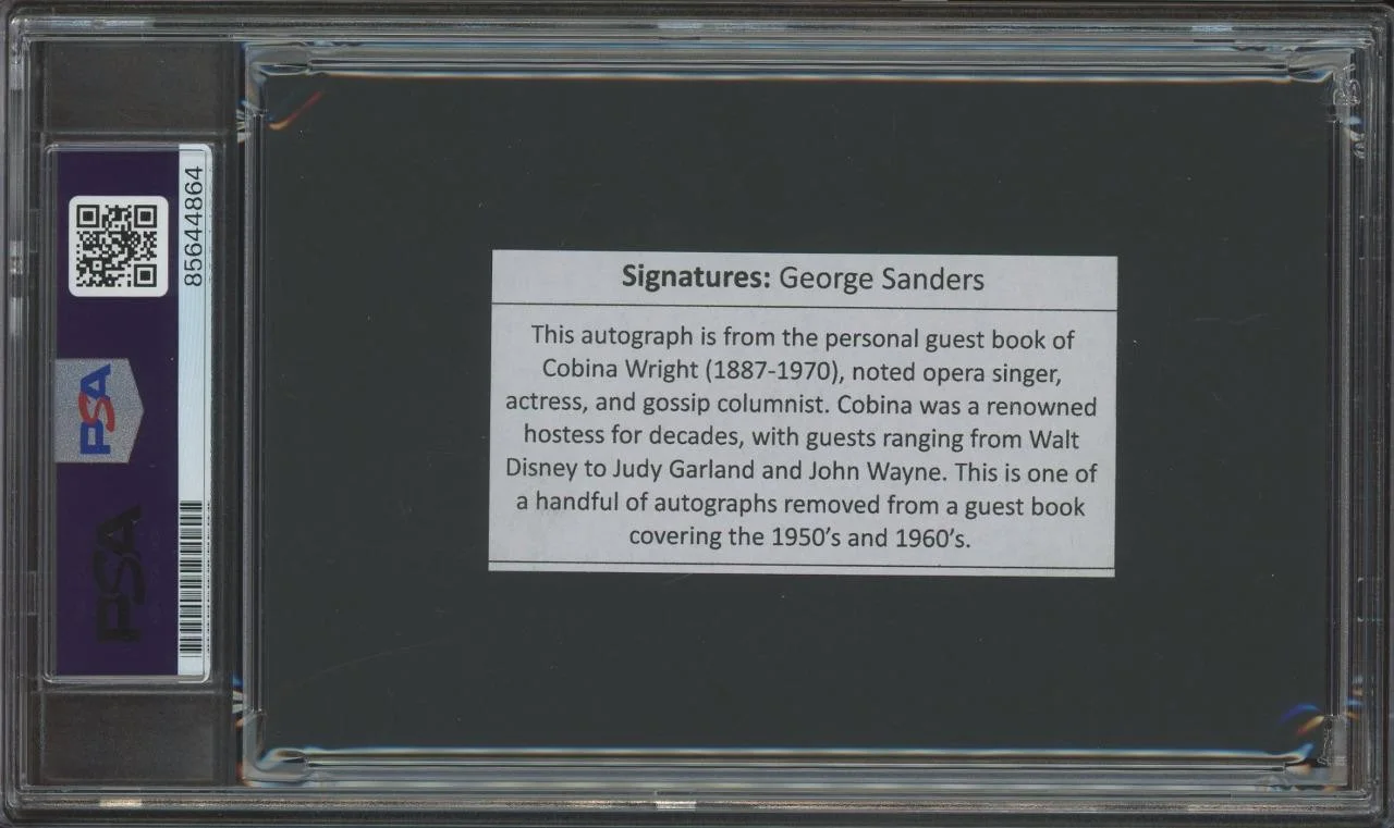 George Sanders — GEORGE SANDERS (1906-1972) signed page "Batman" "Jungle Book" autograph PSA/DNA, image 2