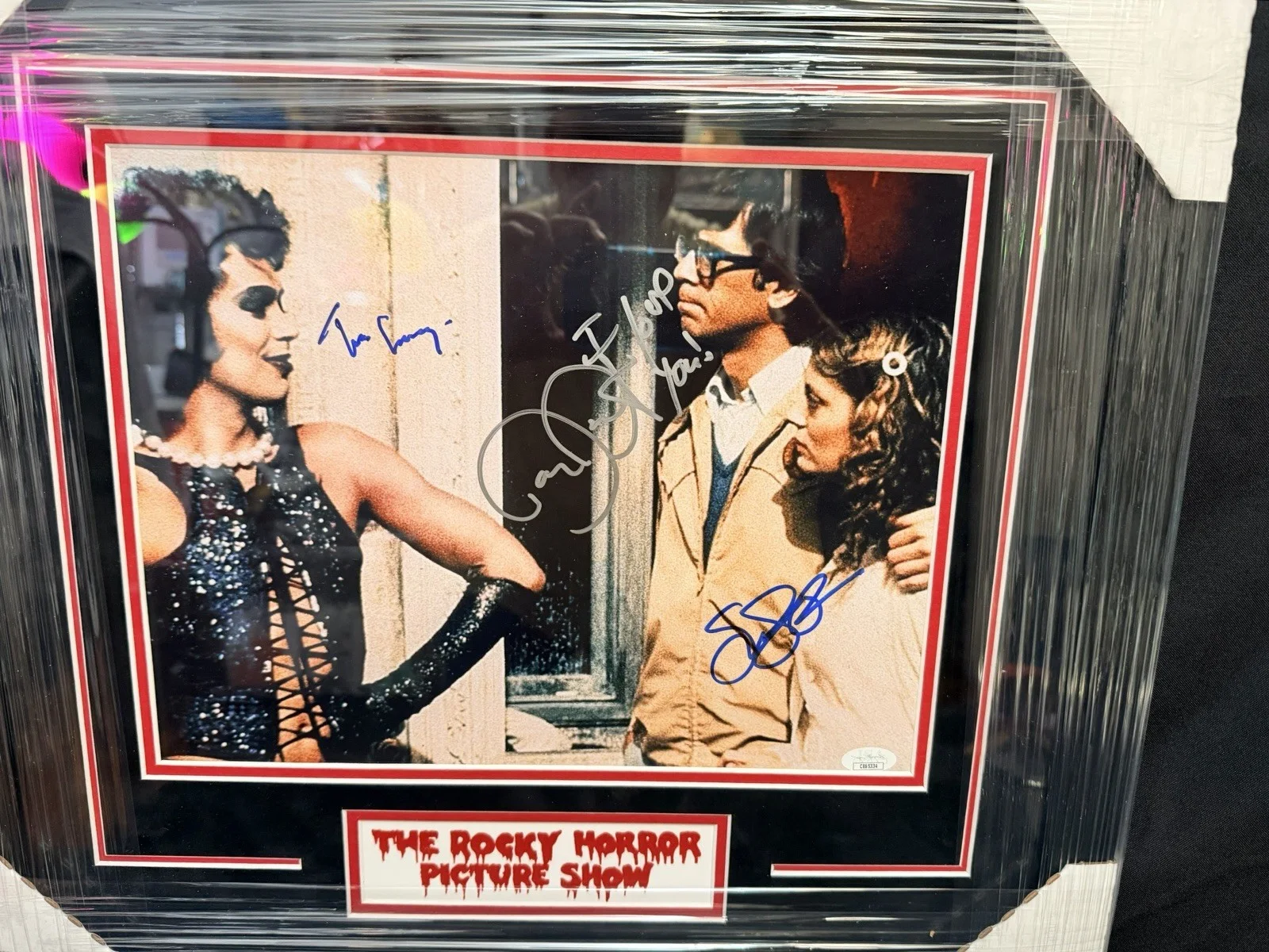 Tim Curry Susan Surandon Barry BostWick — The Rocky Horror Picture Show Photo Framed Tim Curry Susan Surandon Bostwick JSA, изображение 2