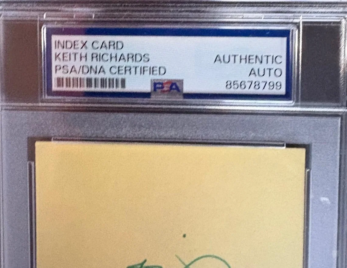 Keith Richards — KEITH RICHARDS SIGNED INDEX CARD PSA ENCAPSULATED THE ROLLING STONES JAGGER, image 2