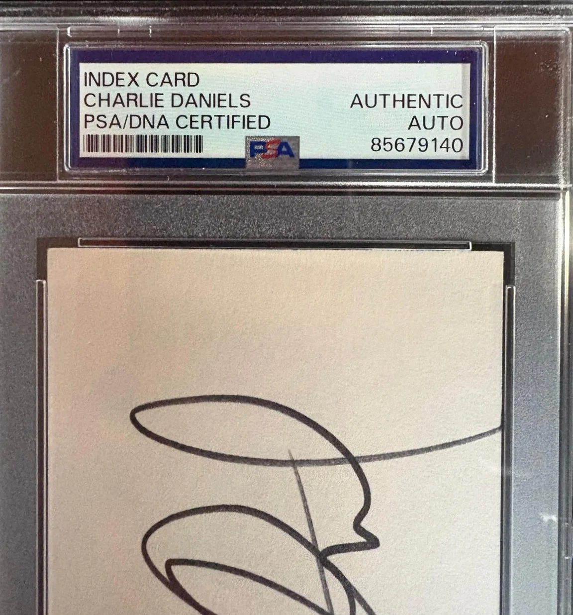 Charlie Daniels — CHARLIE DANIELS SIGNED INDEX CARD PSA ENCAPSULATE THE DEVIL WENT DOWN TO GEORGIA, image 2