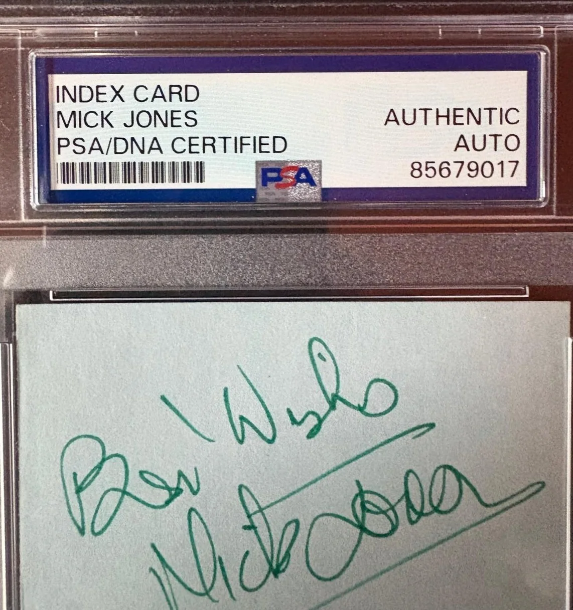 Mick Jones — MICK JONES SIGNED INDEX CARD PSA ENCAPSULATED THE CLASH THIS IS BIG UPPING ST A, изображение 2