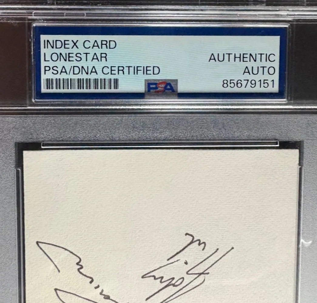 Michael Britt Richie Mcdonald Keech Rainwater John Rich Dean Sams — LONESTAR SIGNED INDEX CARD PSA ENCAPSULATED BRITT MACDONALD RAINWATER RICH SAMS, изображение 2