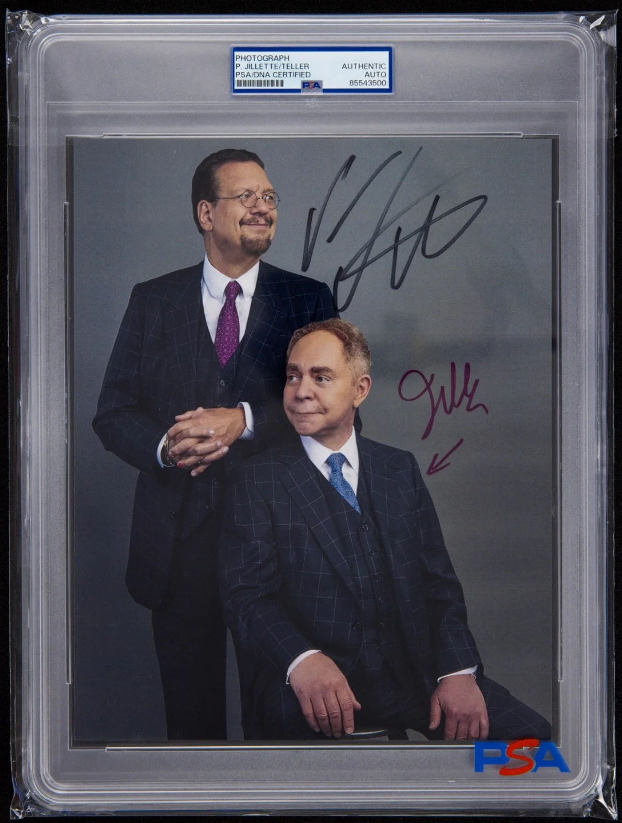 Penn & Teller — Penn & Teller Signed Photo (PSA) Las Vegas Comedy Magicians Promo Magic Auto