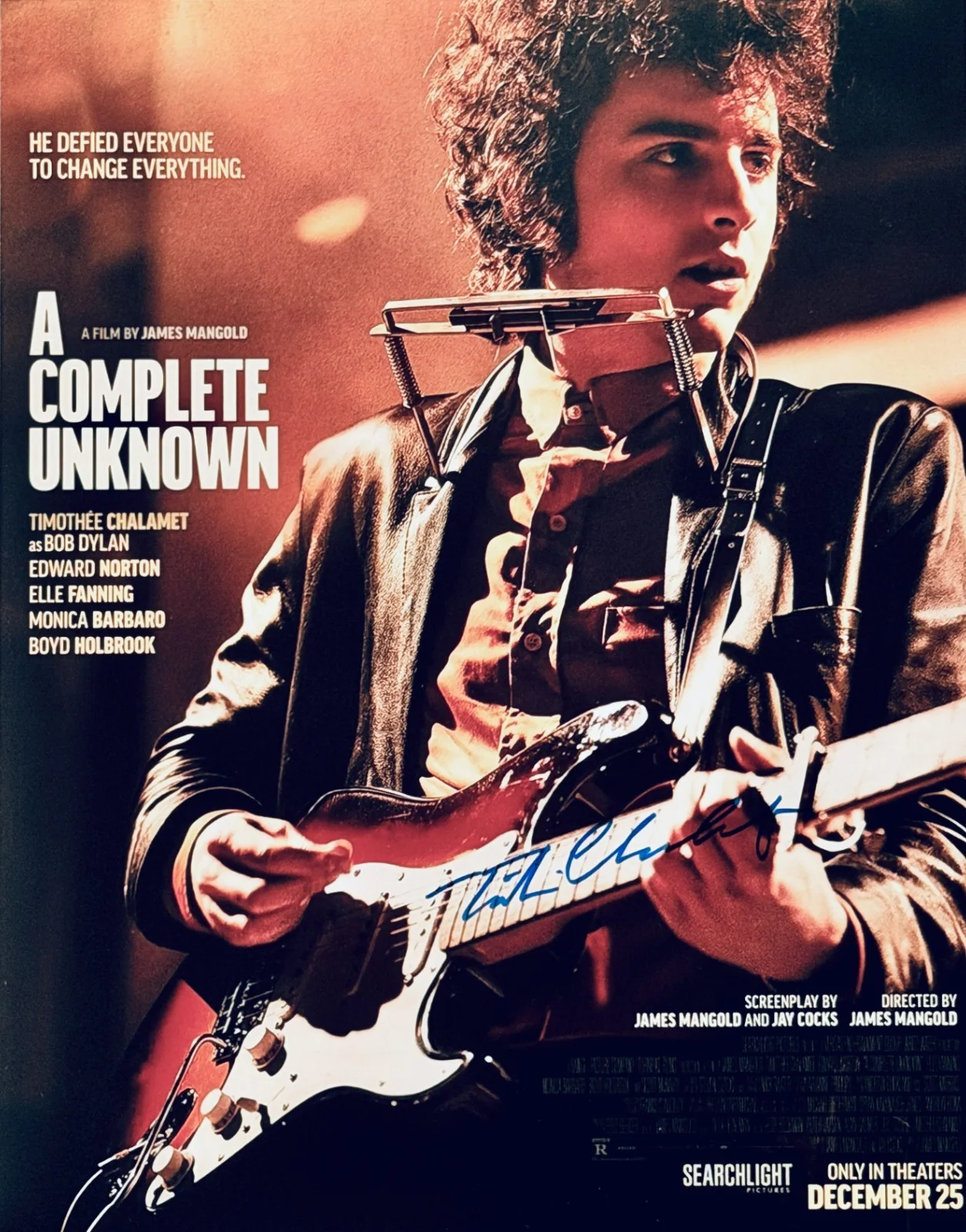 Timothée Chalamet — Timothee Chalamet Autographed Signed•*A Complete Unknown* Bob Dylan 11x14 w/COA, изображение 2