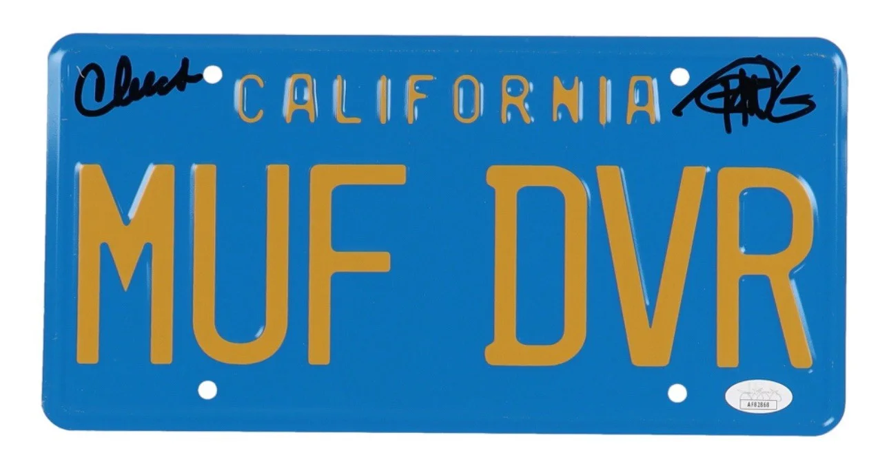 CHEECH AND CHONG — CHEECH MARIN AND TOMMY CHONG SIGNED UP IN SMOKE AUTOGRAPH LICENSE PLATE JSA COA