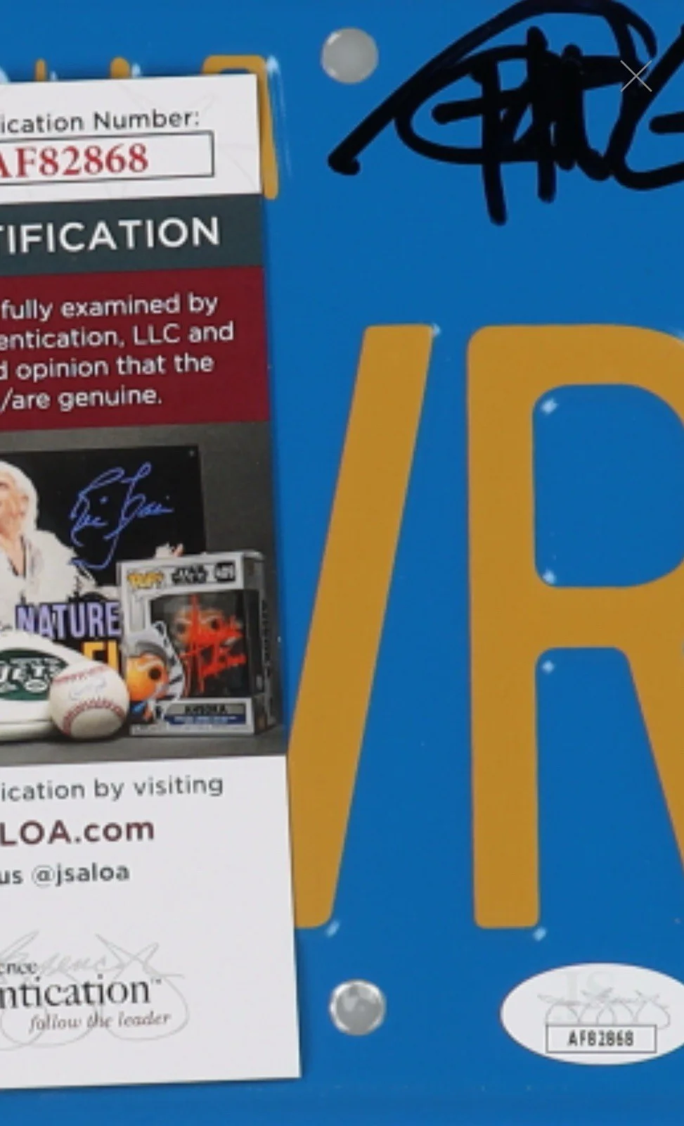 CHEECH, CHONG — CHEECH MARIN AND TOMMY CHONG SIGNED UP IN SMOKE AUTOGRAPH LICENSE PLATE JSA COA, изображение 3